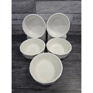 Set of 5 Pfaltzgraff Heritage White 4.75" Fruit Dessert Bowls Stoneware EUC